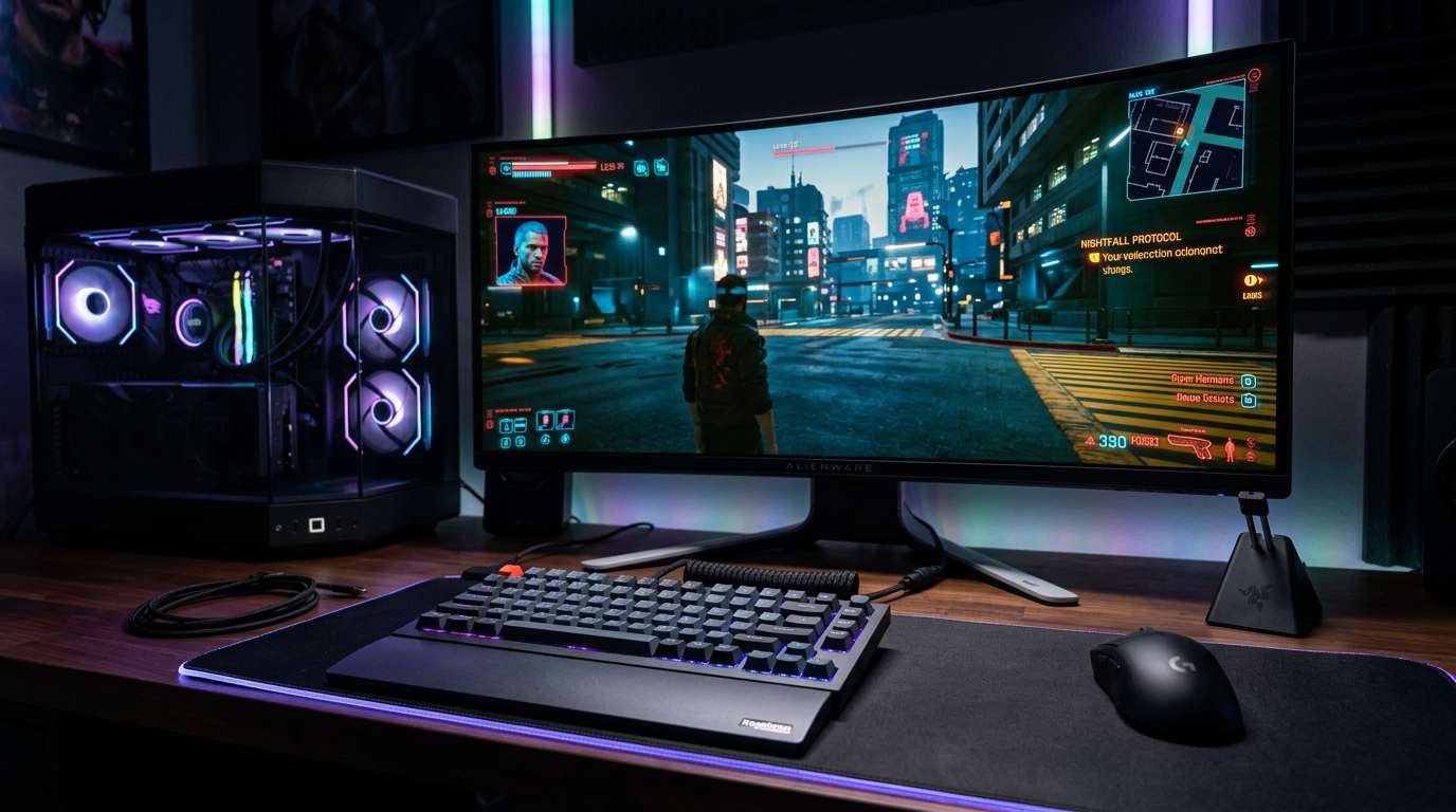 Pro games setup with high-end peripherals and RGB lighting