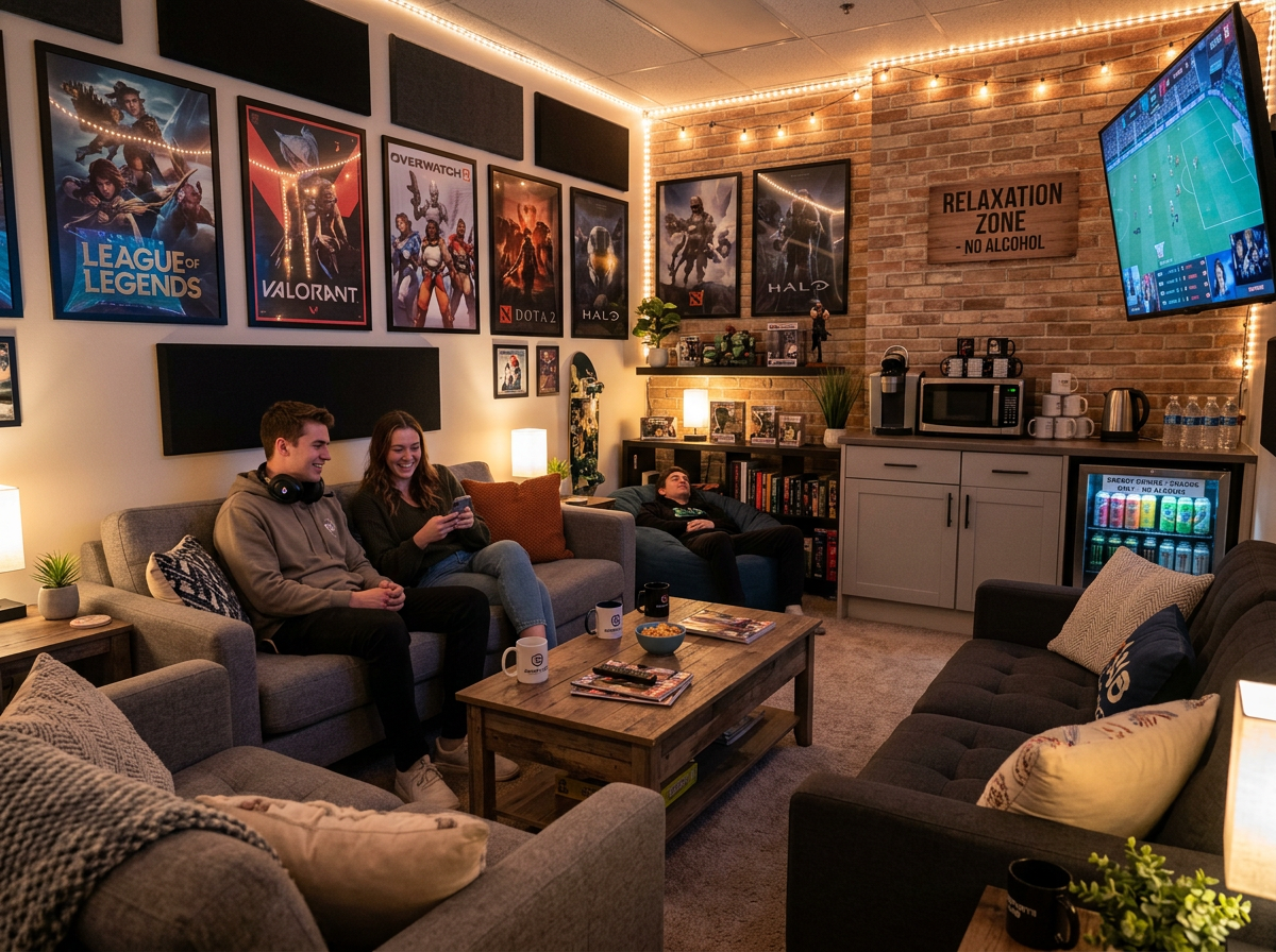BRENKAV games lounge and café area with comfortable seating